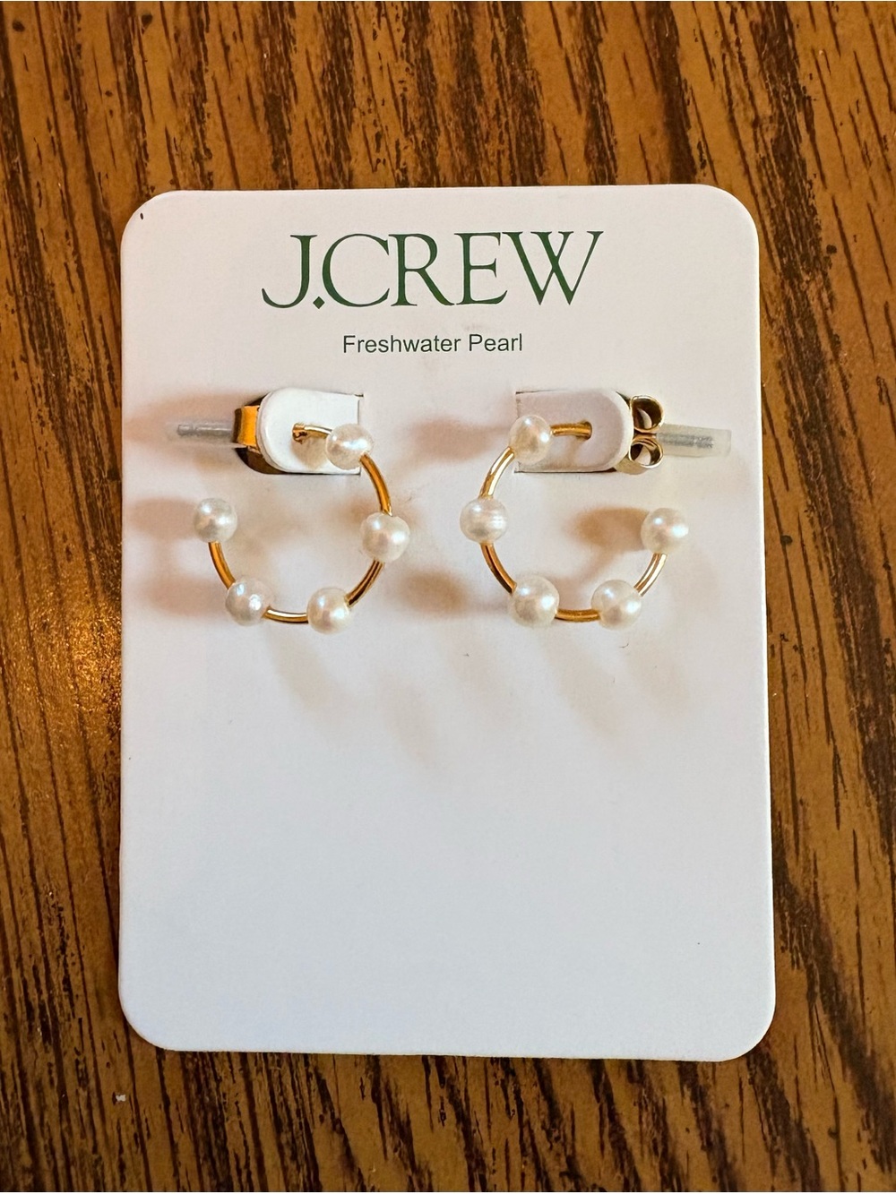 J. Crew Gold Hoop Earrings with Freshwater Pearls